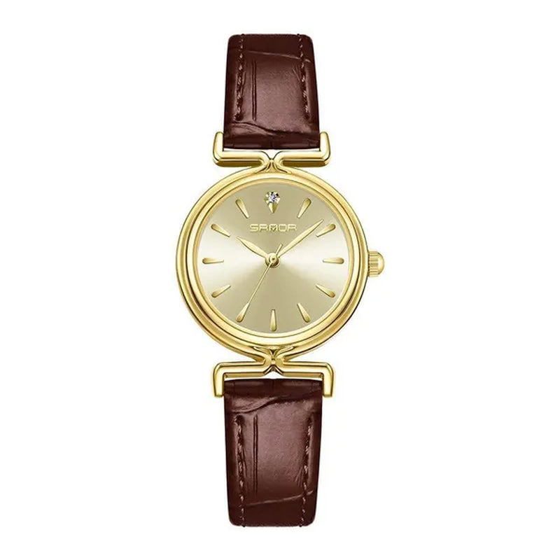 SANDA Brand 1124 Retro Fashion Elegant Watch for Women Unique Minimal round Dial Design Ladies Quartz Watch